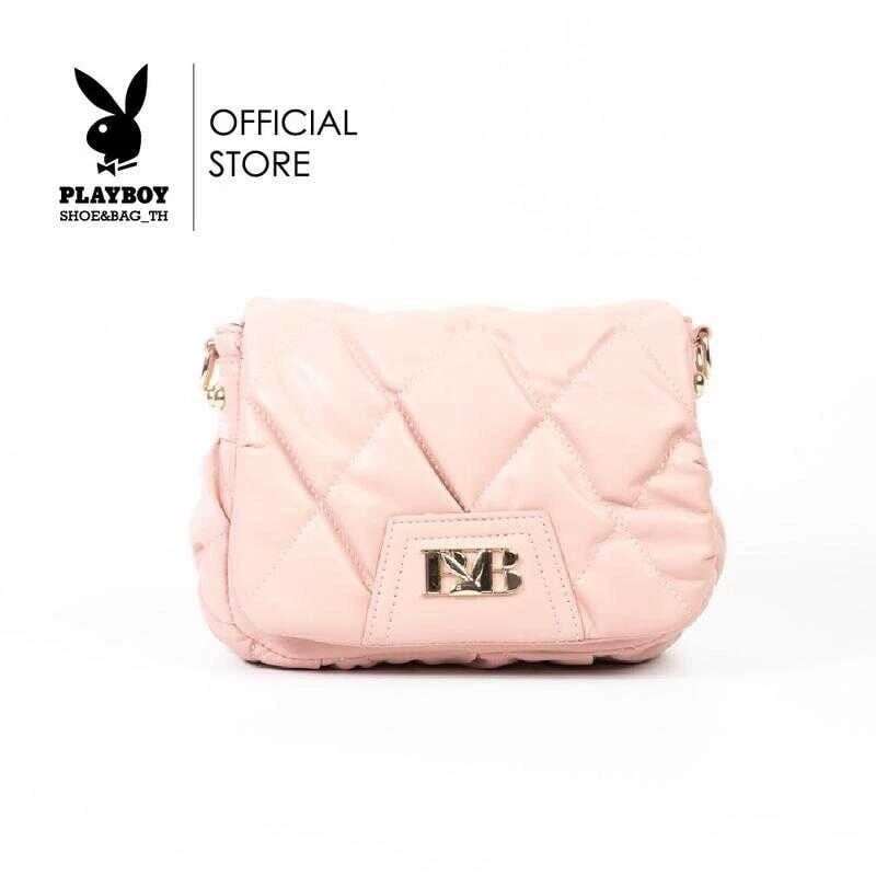 Playboy:รุ่นbubble Bagกระเป๋าสะพายข้างผู้หญิงรหัสst-Bs243pb111 ดีไซน์ทรงหมอนบุนวมหนังจีบ สายสะพาย2สา